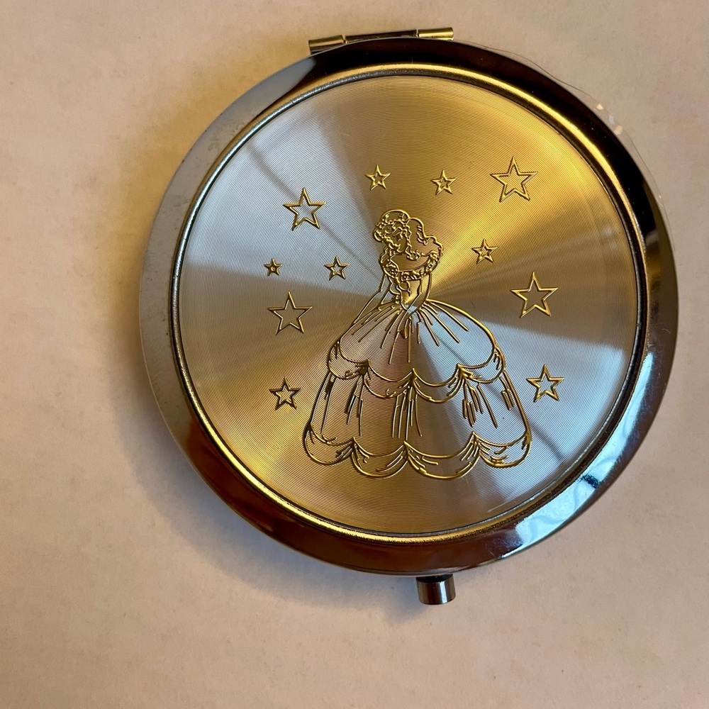 Gold and Silver Compact Mirror with Princess Design